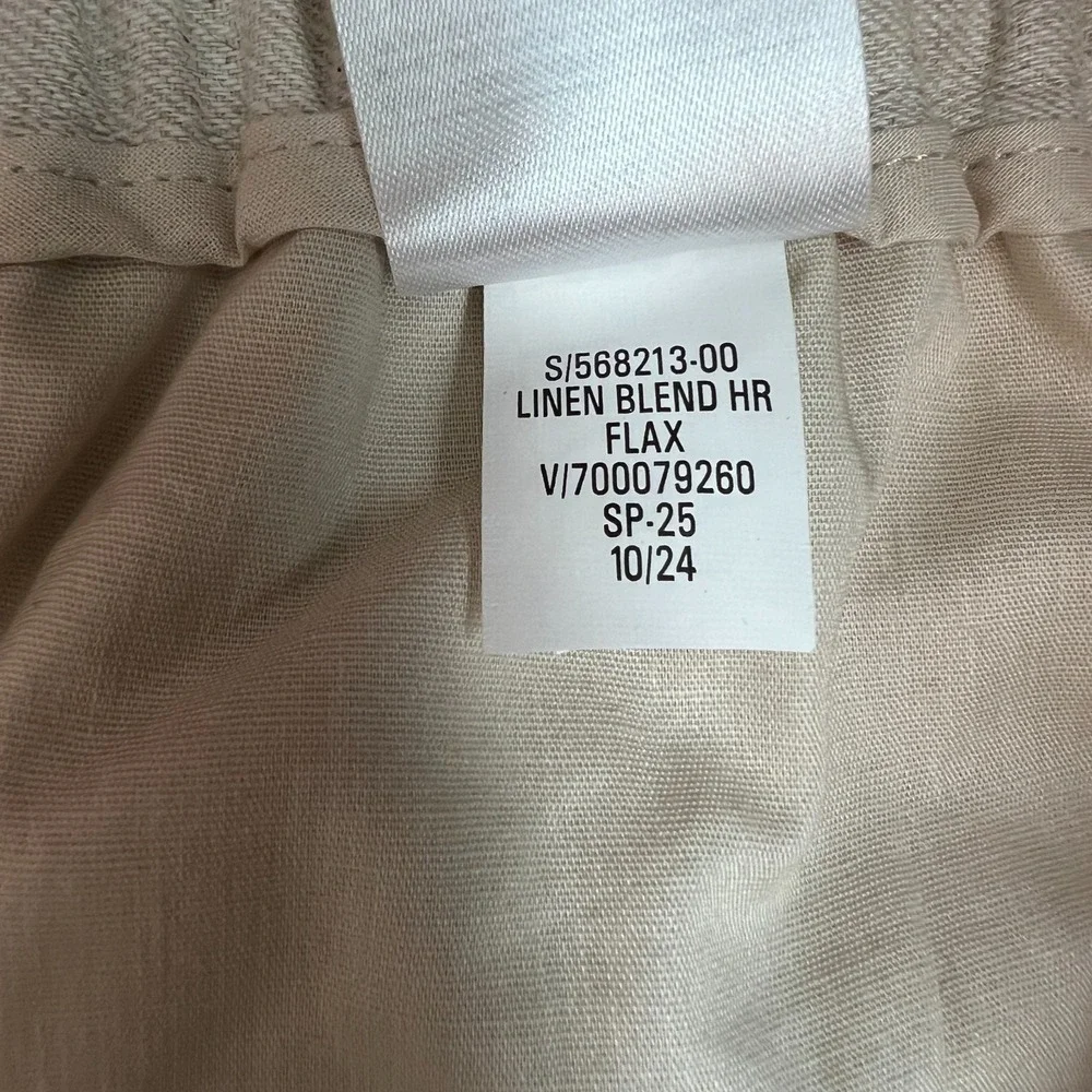 Banana Republic Wide Leg Cropped Pants Womens XXL Beige Linen Cotton Pull On New